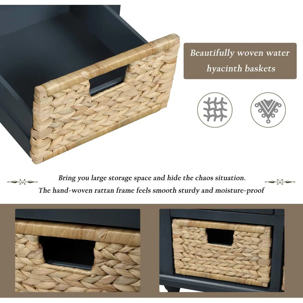 6-Drawer Storage Bench by Knocbel Farmhouse, Ideal for Entryway, Hallway, or Bedroom, with Removable Cushion