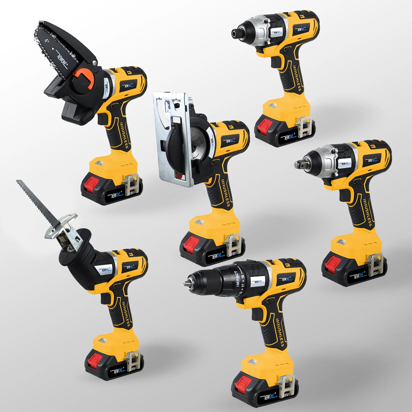 18V Brushless Multifunction Tool Combo Kit 12 in 1, Include 12 Attachment: Drill, Impatct Drill, Chainsaw