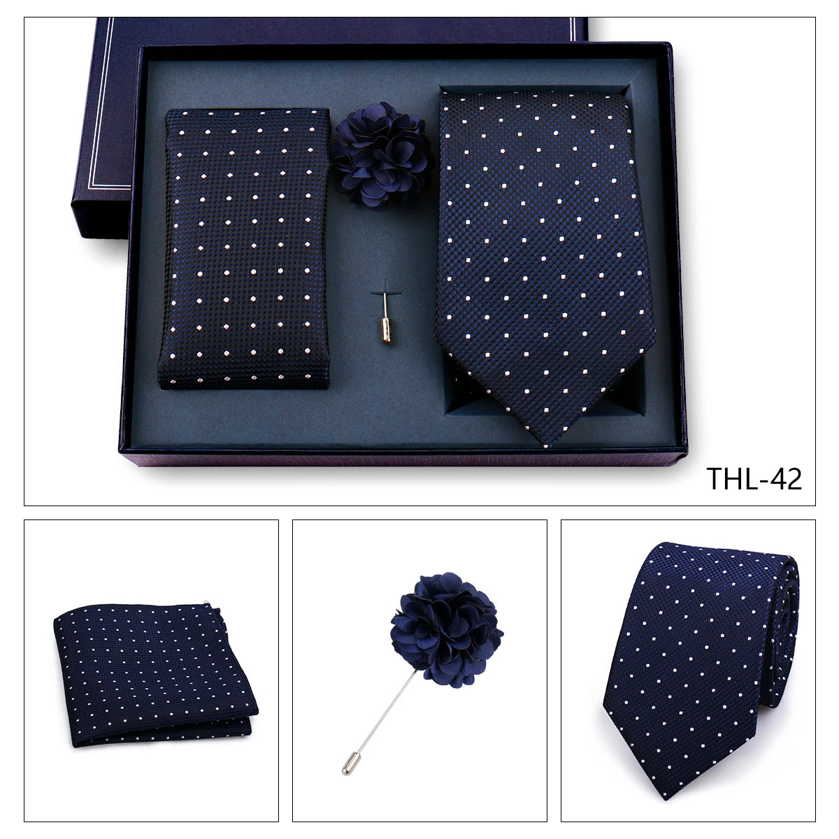 Luxury Men’s Paisley Necktie Gift Set. Silk Tie, Pocket Square, Cufflinks & Gift Box for Weddings & Business