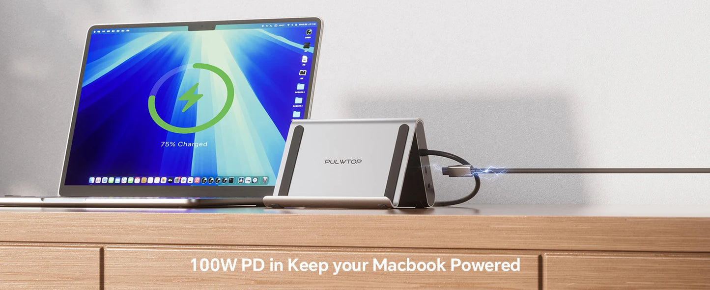 PULWTOP 11-in-1 USB-C Laptop Docking Station with Dual HDMI, Ethernet & Power Delivery