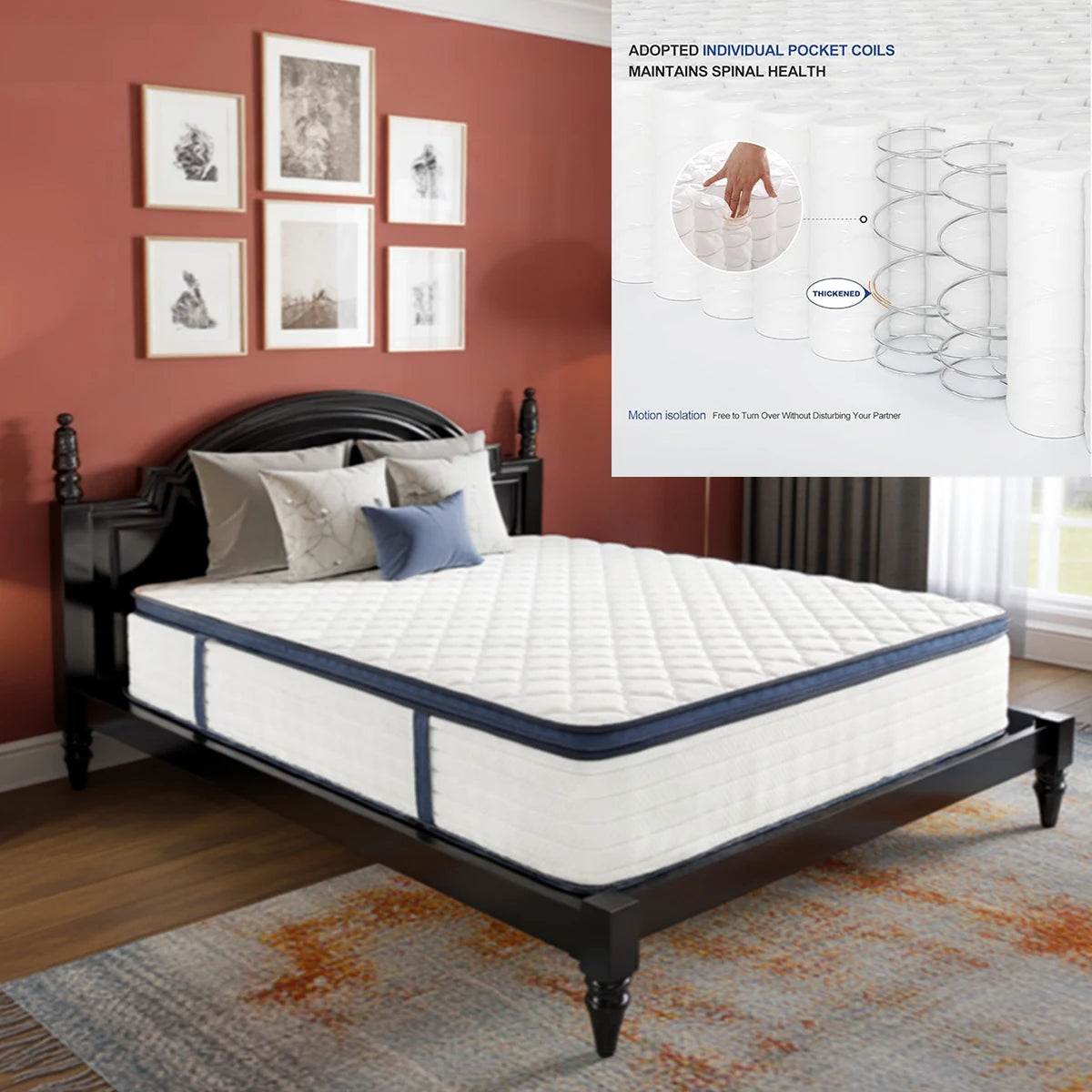 10 12 14 Inch Queen Size Hybrid Mattress Motion Isolation