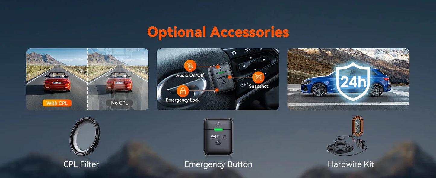 Vantrue S1pro Dashcam 2.7K Front and Rear 5G WiFi 60FPS Hidden Dash Camera HDR Night Vision STARVIS 2 GPS Voice Control