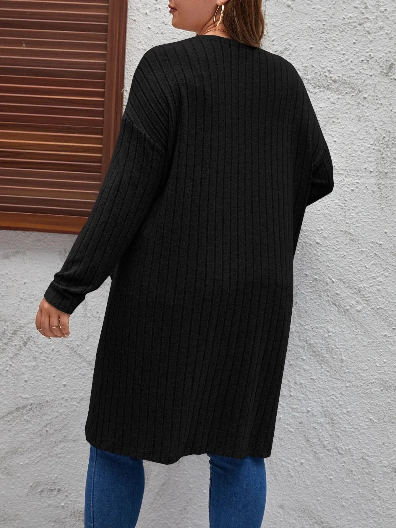 Plus Size Womens Casual Long Sleeve Cardigan With Pockets
