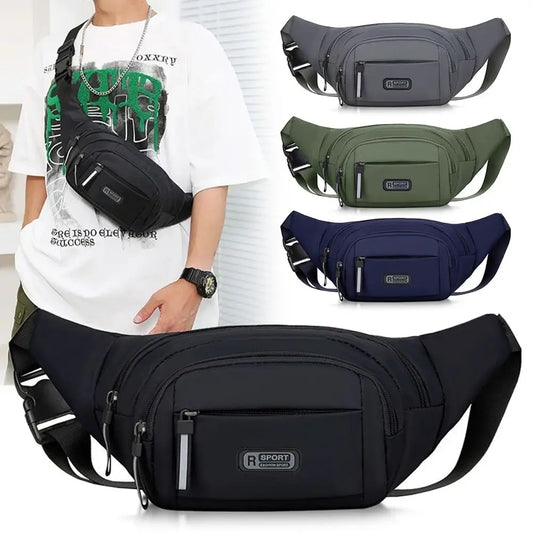 Large Capacity Men’s Nylon Waist Bag with Adjustable Strap