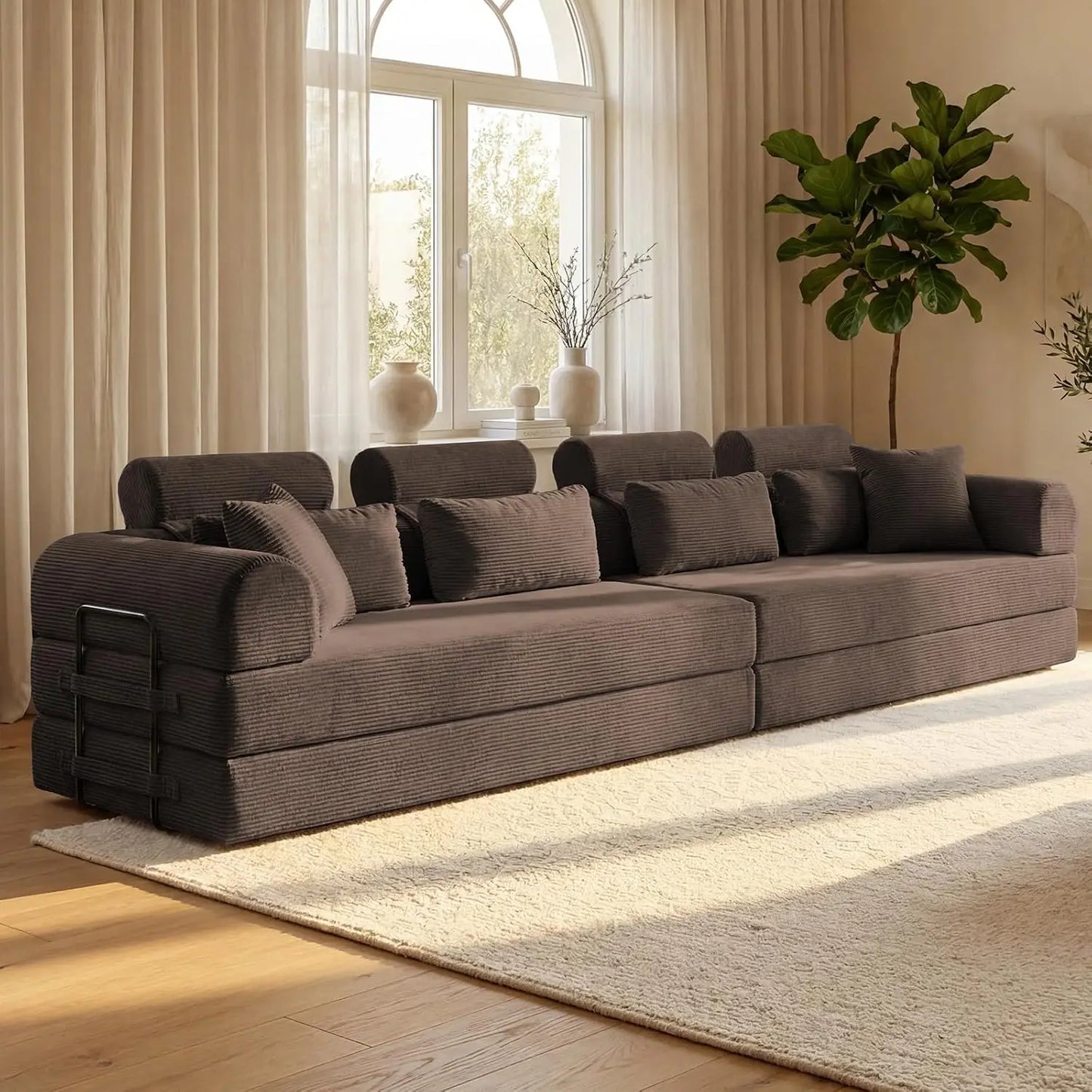 78.8-Inch Convertible Futon Sofa Bed with High Back