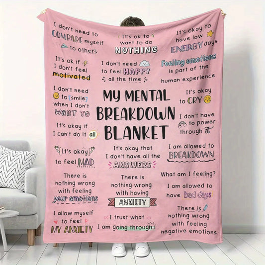 Funny Mental Breakdown Flannel Throw Blanket – Soft Cozy Knitted Style Blanket