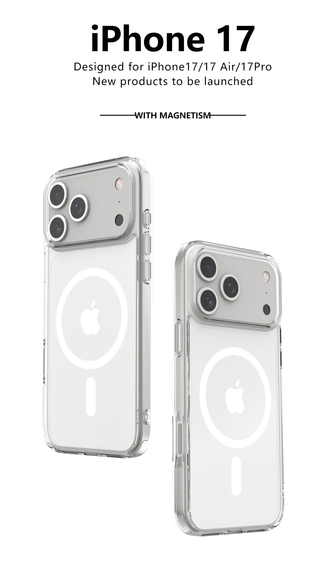 Clear Magnetic Shockproof Phone Case with Wireless Charging Compatibility