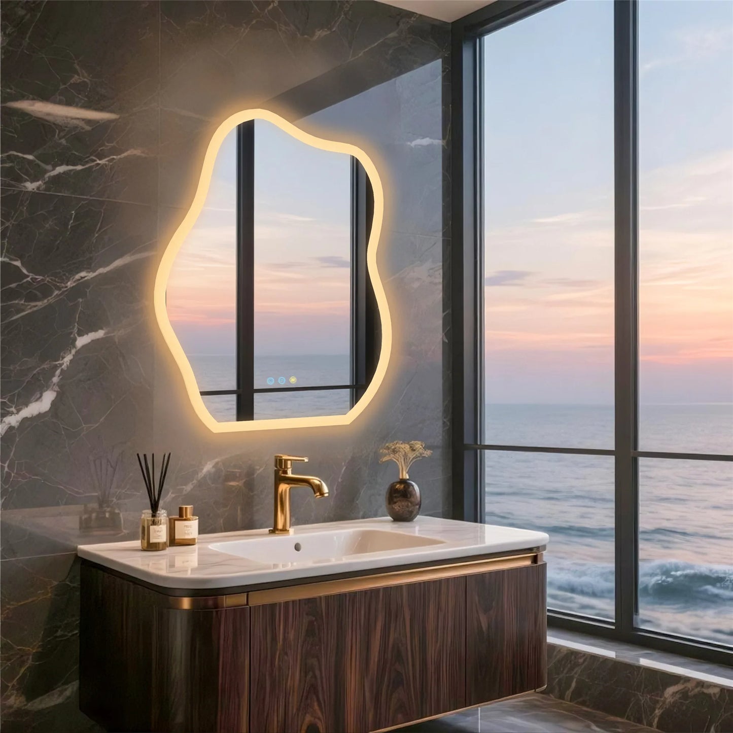Cloud Shaped LED Bathroom Mirror with Lights - Anti-Fog, Dimmable 3 Color Temperatures (3000K-6000K), CRI90+ High Color