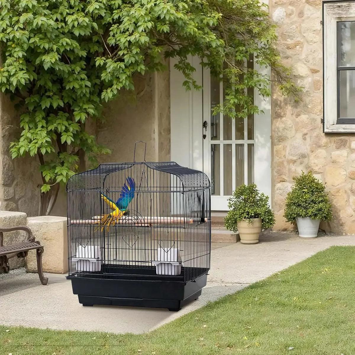 Portable Metal Bird Travel Cage with Carry Handle