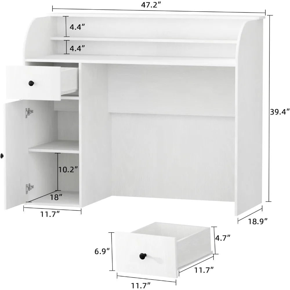 Modern Reception Desk Storage Drawers 39in LED Lighting