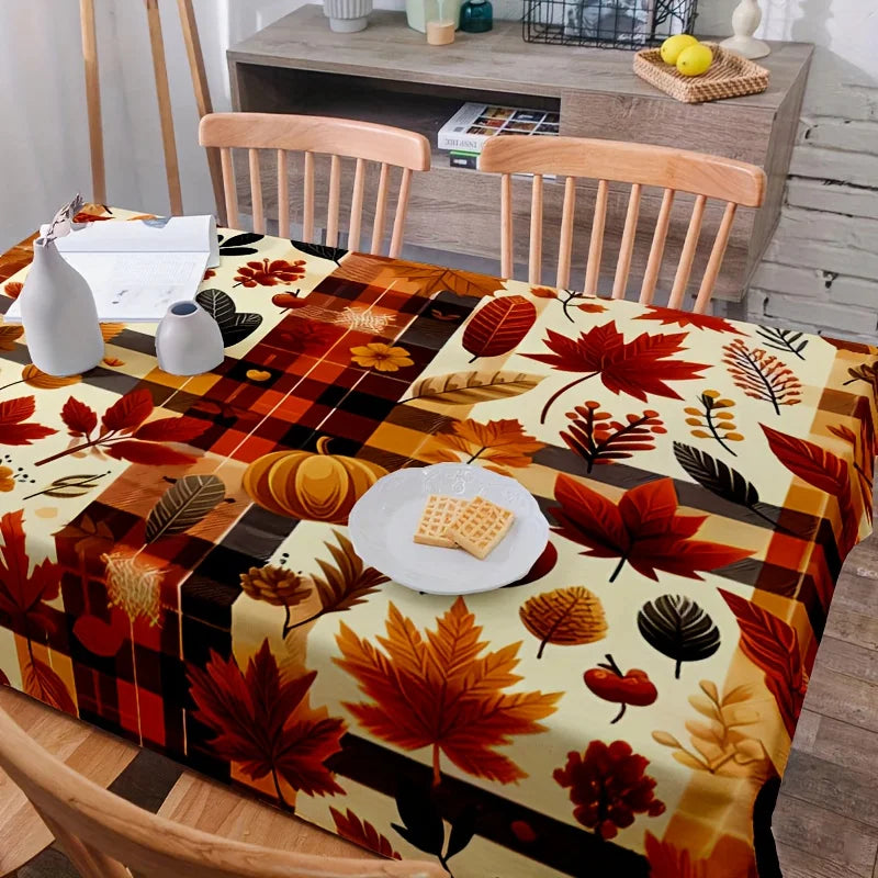 Tablecloth Fall Harvest Pumpkin Maple Leaf Tablecloth Rectangular Polyester Modern Design for Home Decor Festive Arrangements Indoor Outdoor Use Durable Easy Clean Reusable Table Cover Dining Table Kitchen Seasonal Decoration