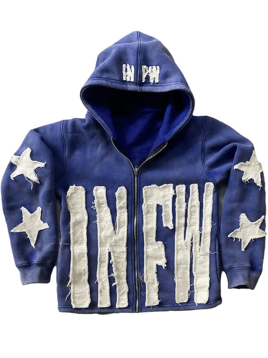 Y2K Star Graphic Zip Up Hoodie for Women Oversized Streetwear Sweatshirt