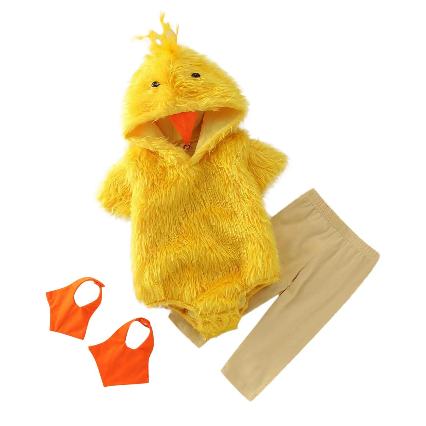 Infant Unisex Winter Chicken Cosplay Fleece Hooded Romper