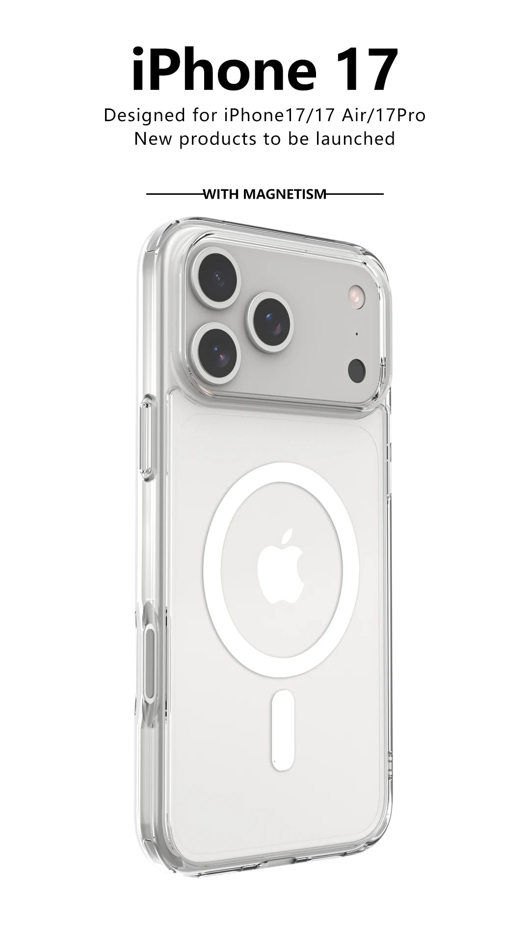 Clear Magnetic Shockproof Phone Case with Wireless Charging Compatibility