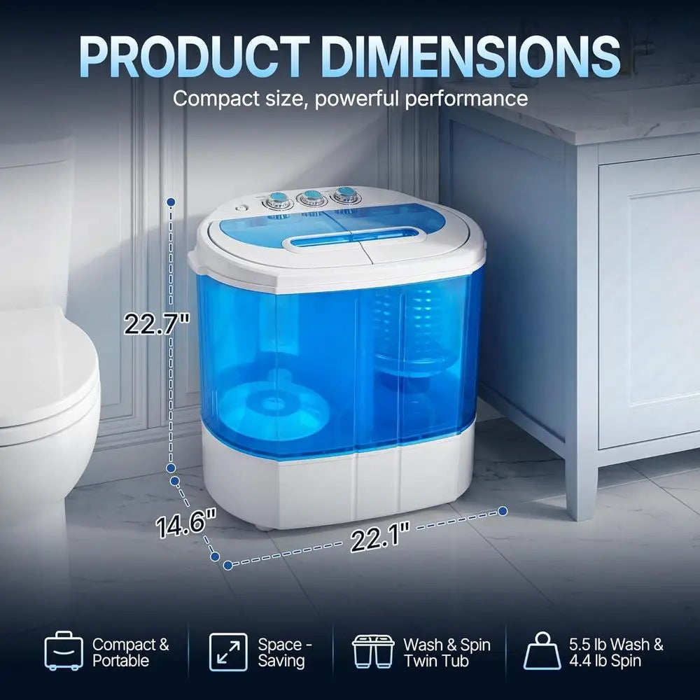18 LB Portable Twin Tub Washing Machine with Washer & Spin Dryer