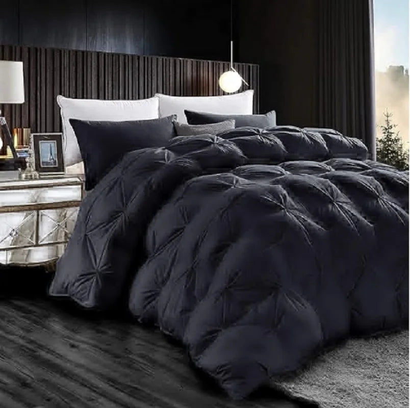 Luxurious All-Season Goose Down Feather Fiber Comforter California King Size Duvet Insert, Exquisite Pinch Pleat Design, Premium