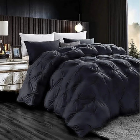 Luxurious All-Season Goose Down Feather Fiber Comforter California King Size Duvet Insert, Exquisite Pinch Pleat Design, Premium