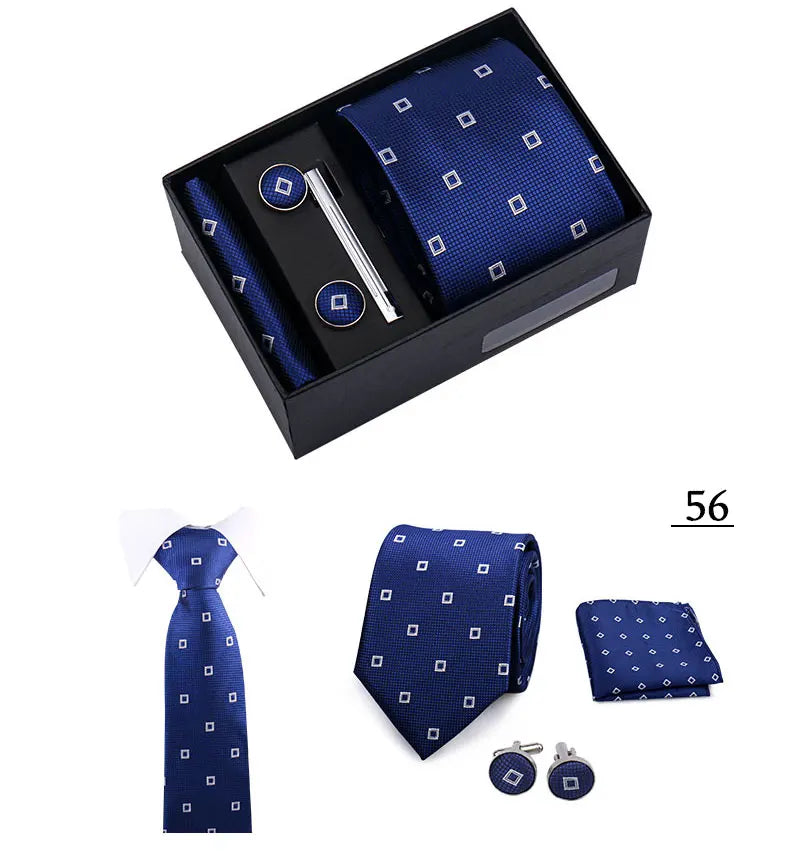 Tie Men With Box Top Quality Business Ties Hanky Cufflink Set Clips Green Necktie Corbatas For Men Wedding In Gift Box Gravatas