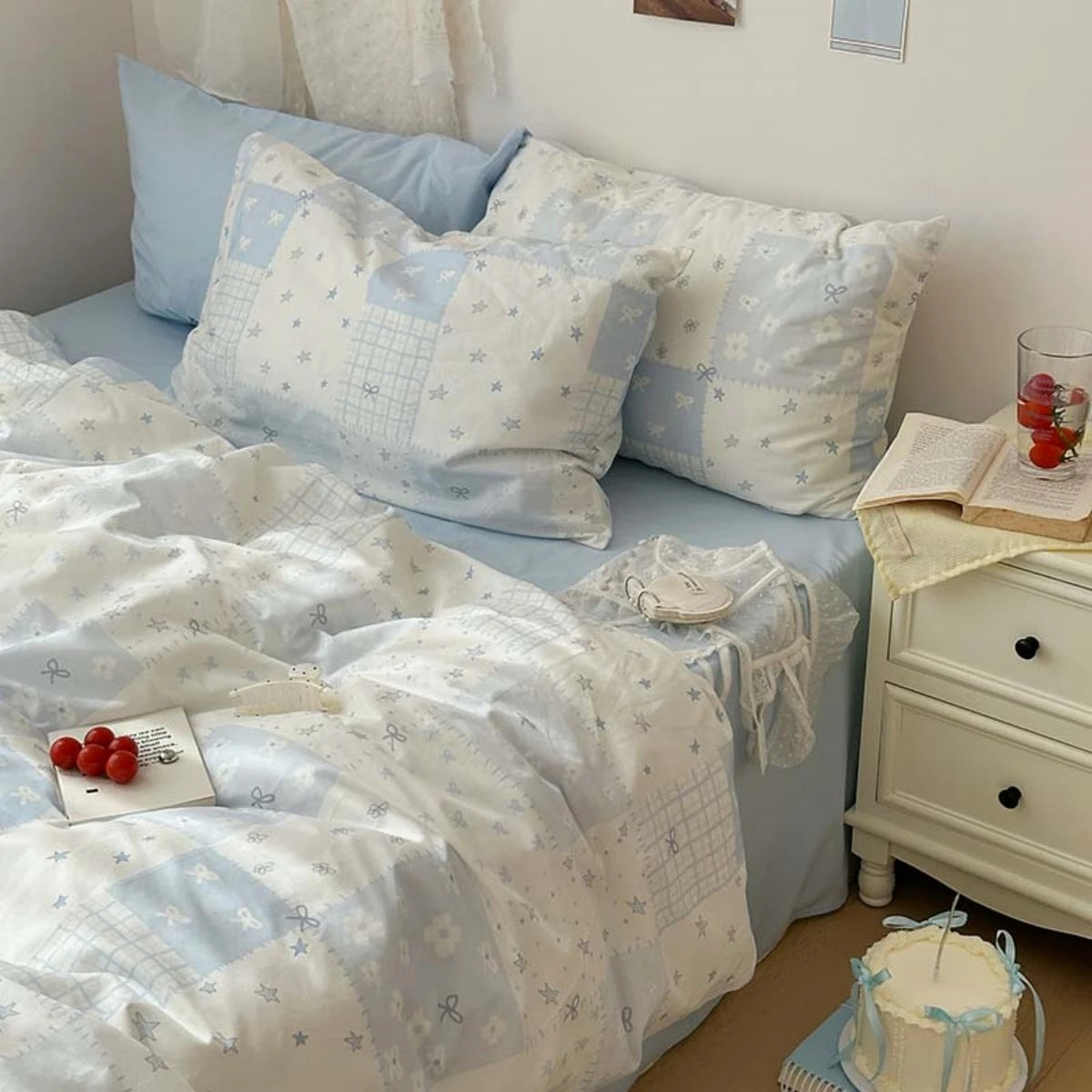 Ruffled Bedding Set.  Duvet Cover & Pillowcase Set