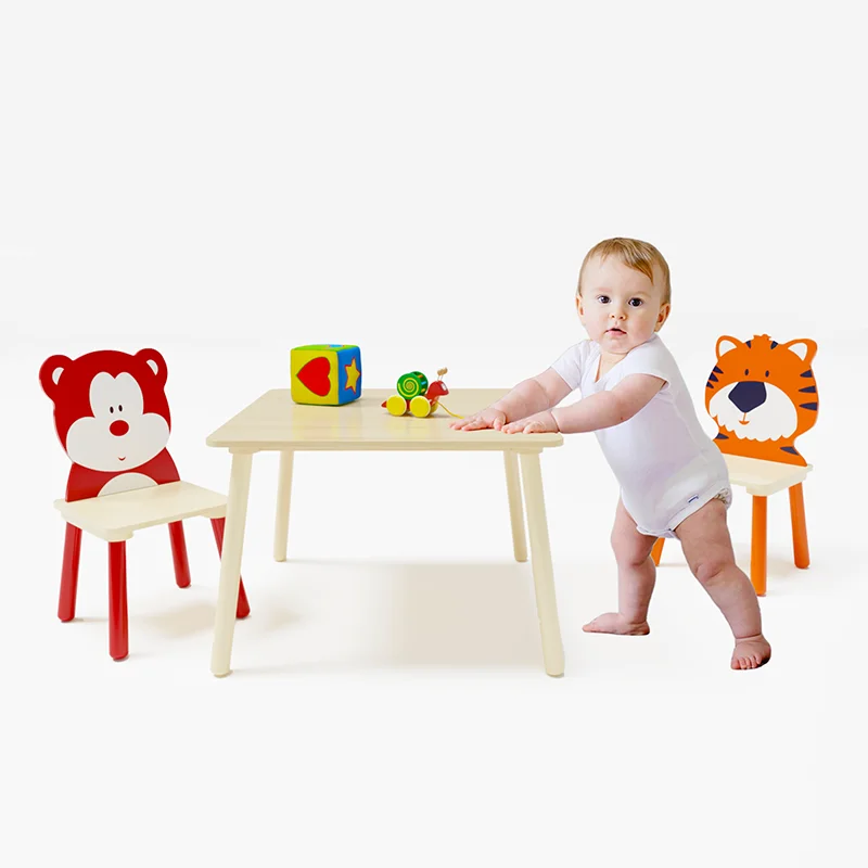 Kids Wooden Table & 2 Chair Set. Montessori Activity Table for Learning, Crafts & Play