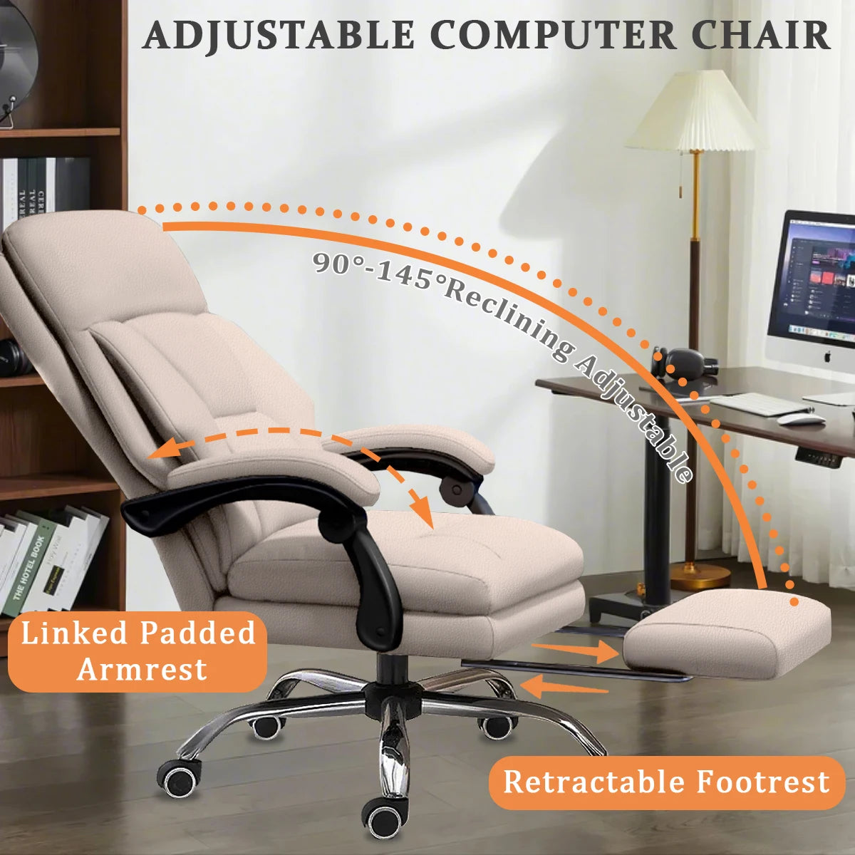 High Back Office Chair Executive Desk Chair with Foot Rest Comfortable Computer Gaming Chairs Swivel Work Chair