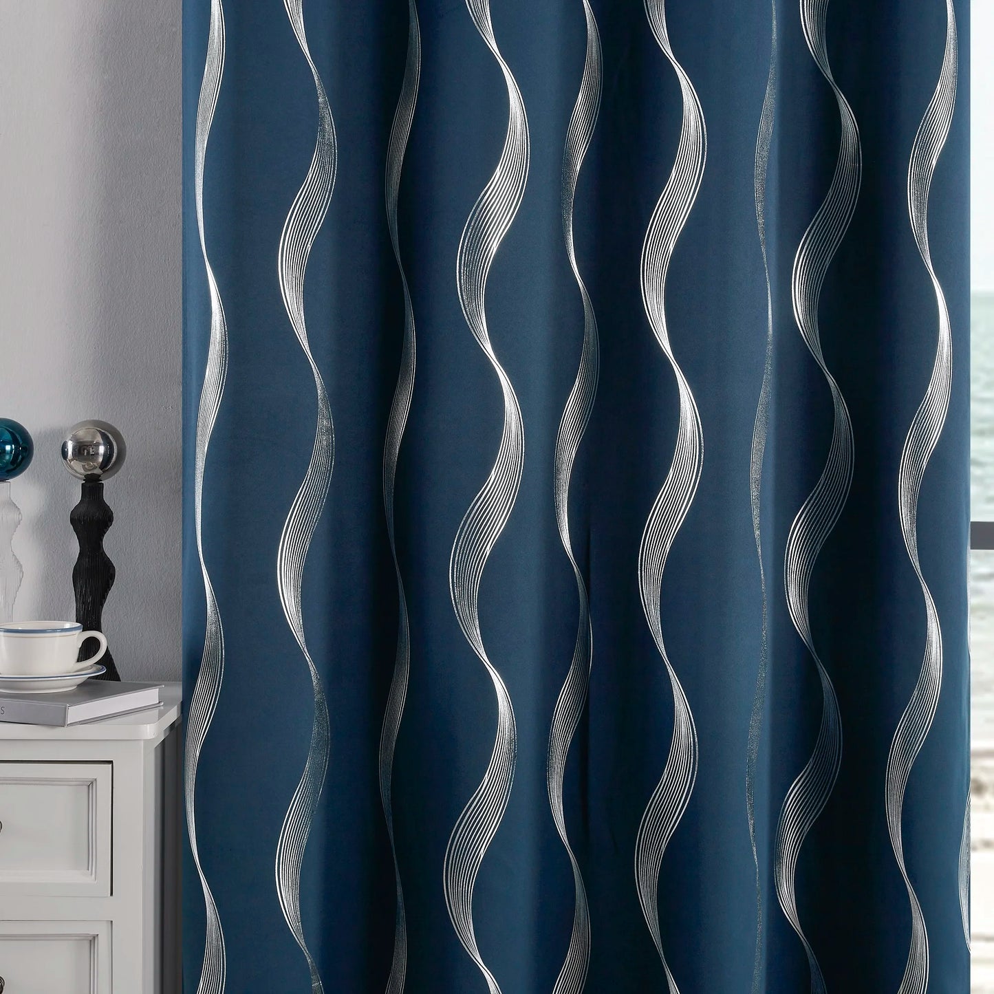 Luxury Blackout Wave Curtain Panel Set
