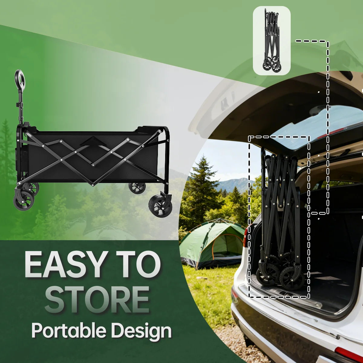 400 lb Heavy-Duty Collapsible Utility Wagon with All-Terrain Wheels