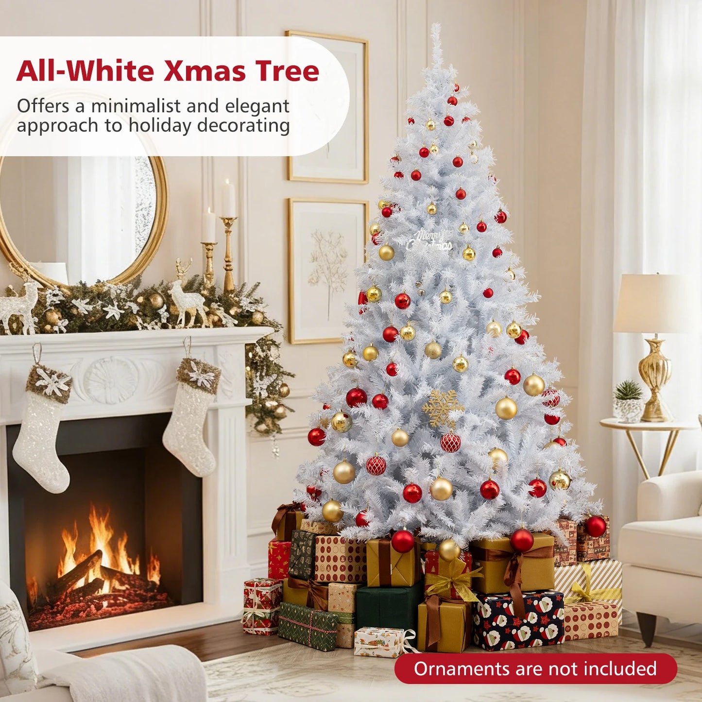 6FT–7.5FT Pre-Lit Artificial Christmas Tree  Color Changing LED Holiday Tree with Hinged Branches