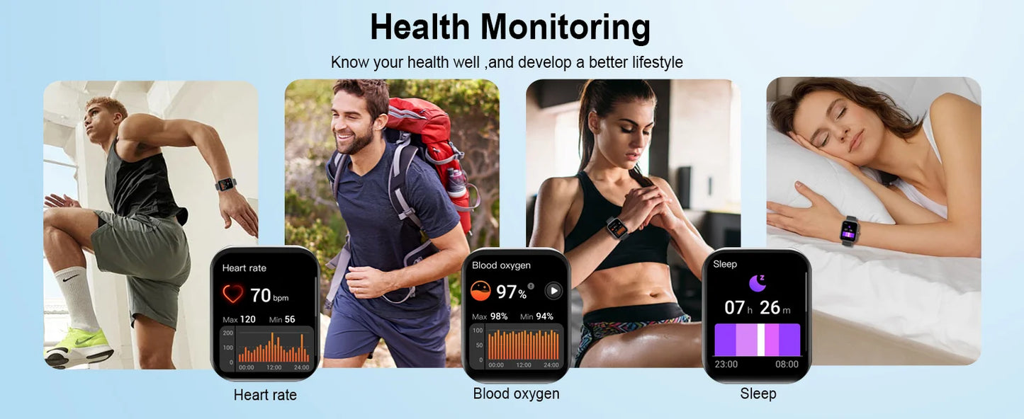 Multi-Function Smart Watch with Fitness Tracking & Bluetooth Connectivity