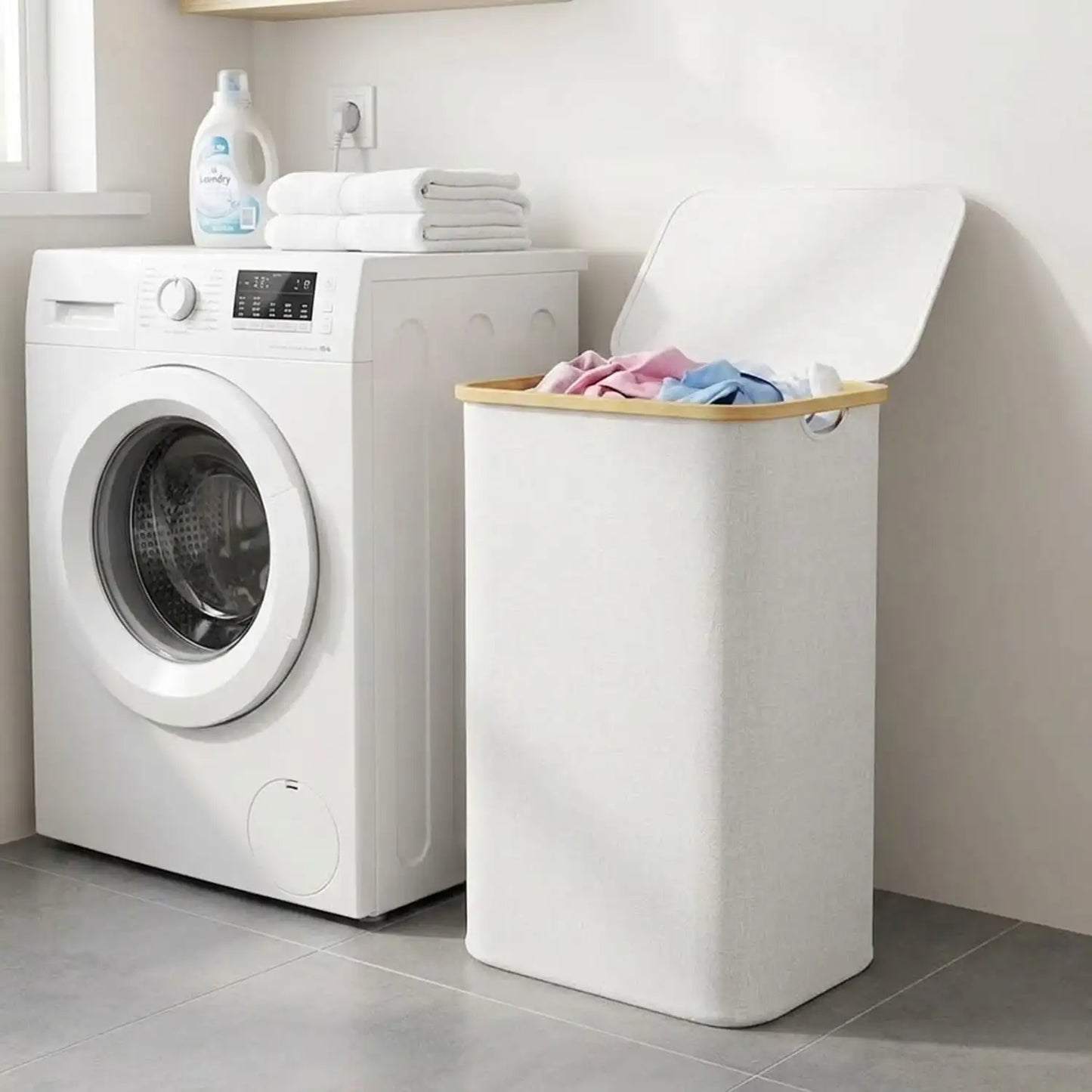 110L Large Capacity Laundry Hamper with Lid & Handles.  Collapsible Oxford Fabric Basket