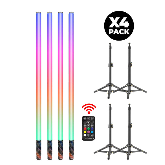 LUXCEO 85cm 4pcs LED Mood Light 3W Remote Control Atmosphere Lights RGB Color Changing Lighting for Bar Party Christmas Decor.
