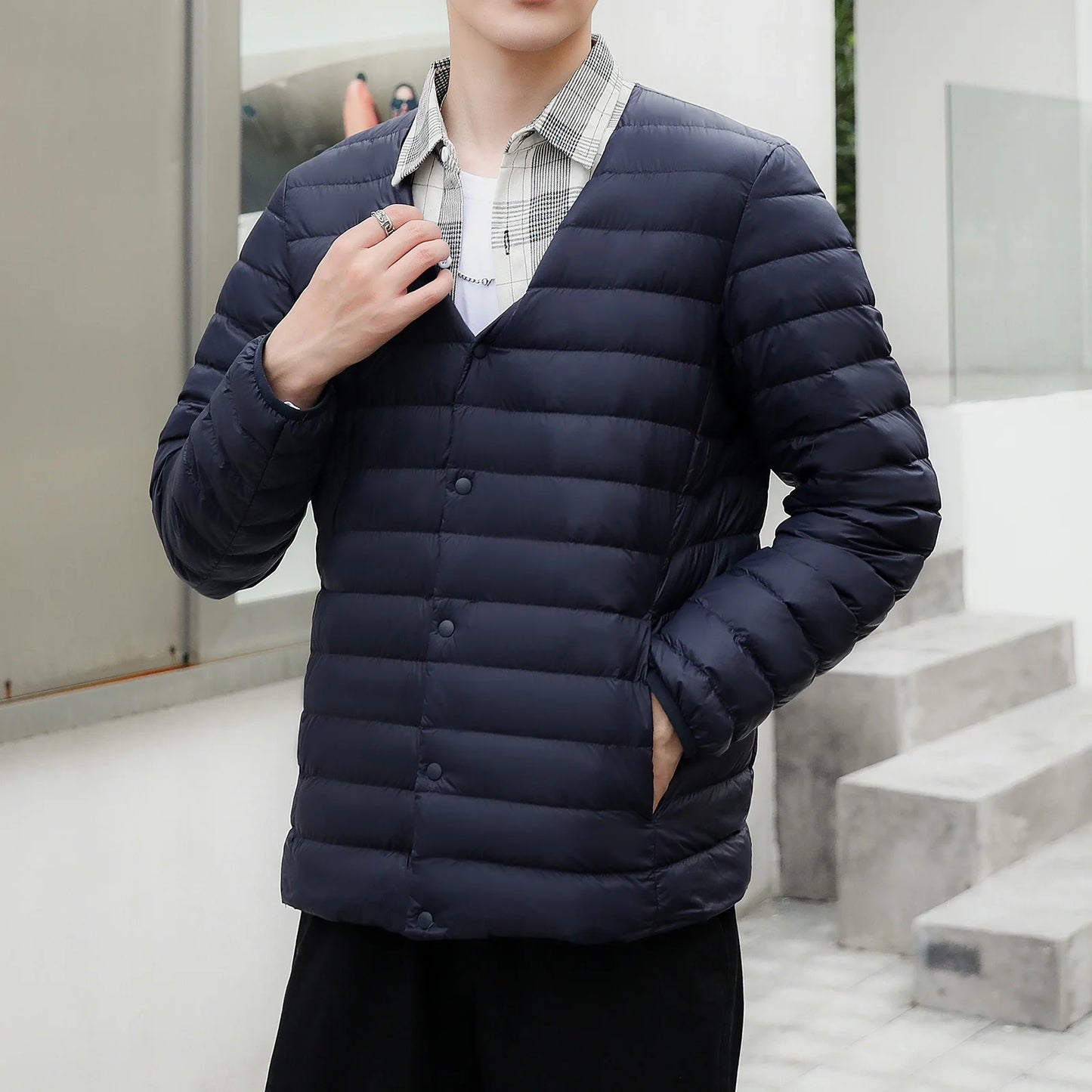 Men’s Ultra Light Winter Puffer Jacket. Warm Casual Waterproof Coat