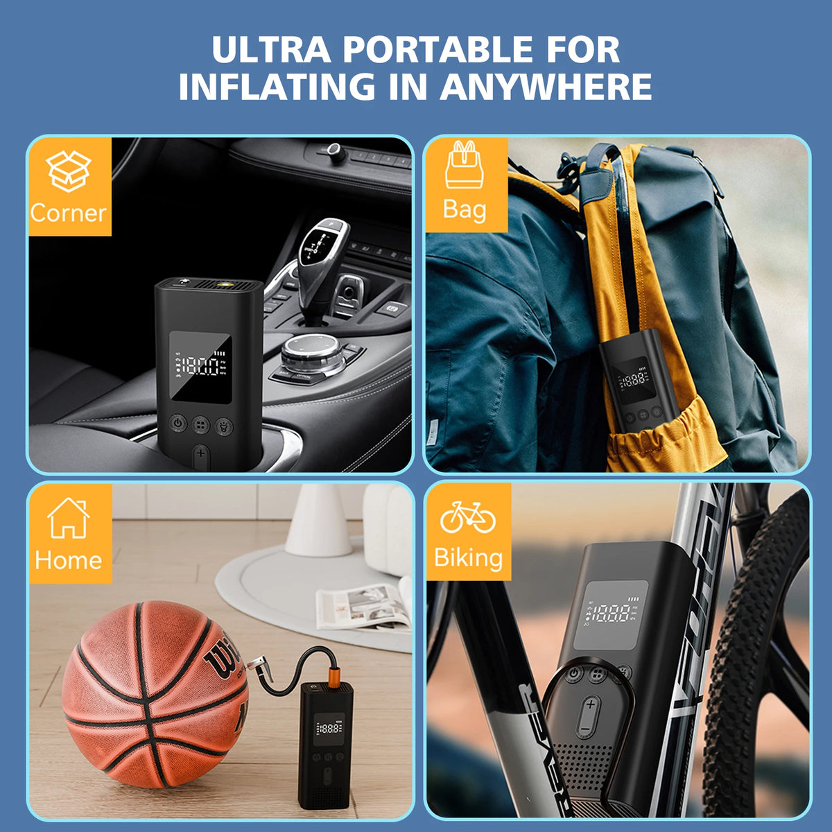 Portable Cordless Tire Inflator | Digital Air Pump for Car Tires