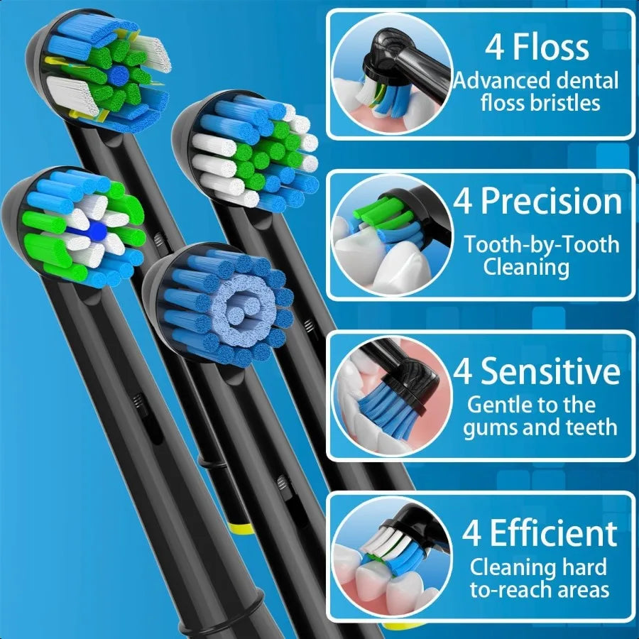 Replacement Heads Compatible with Oral B Braun Electric Toothbrush Replacement Toothbrush Heads Fit for Oralb Pro 1000 7500 300