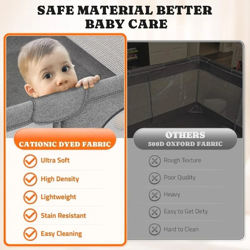 Foldable Playpen for Babies and Toddlers Portable Yard