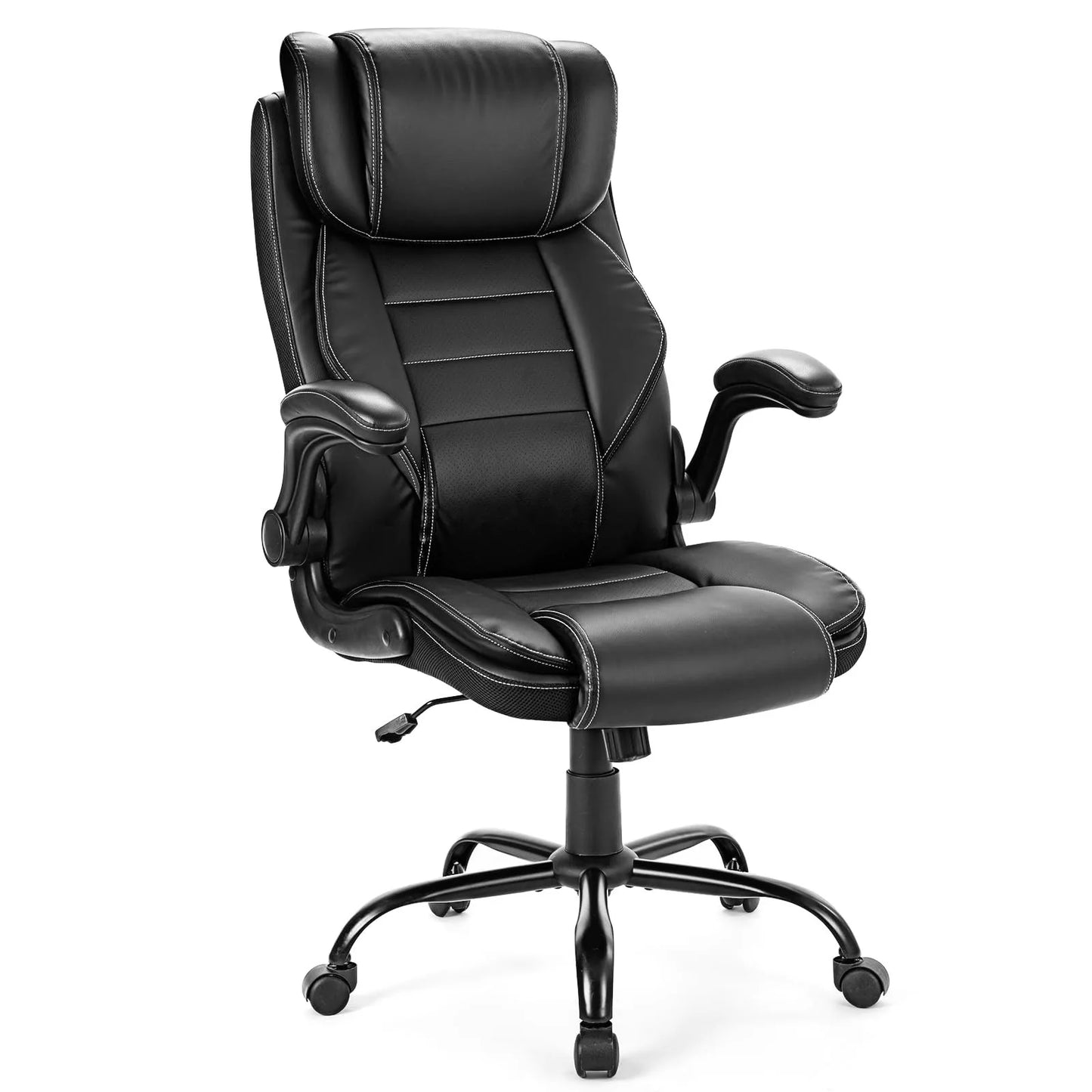 Ergonomic Executive Office Chair with Adjustable Headrest, Faux Leather High Back Desk Chair with Lumbar Support