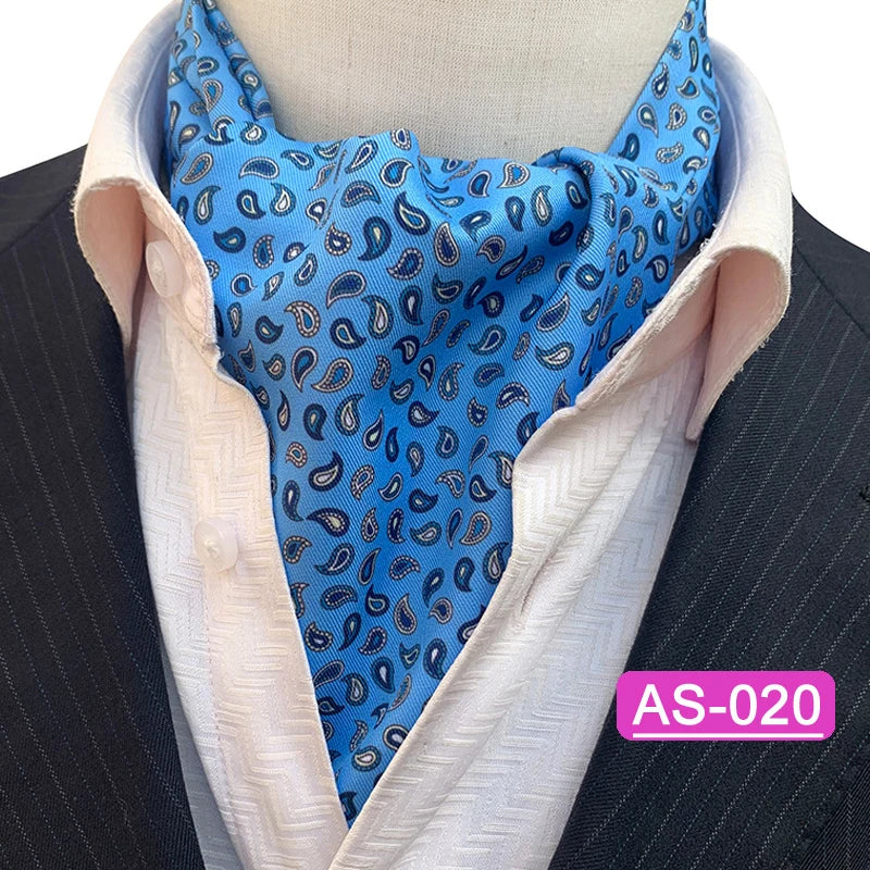 Luxury Men’s Ascot Tie & Pocket Square Set for Weddings, Business & Formal Wear