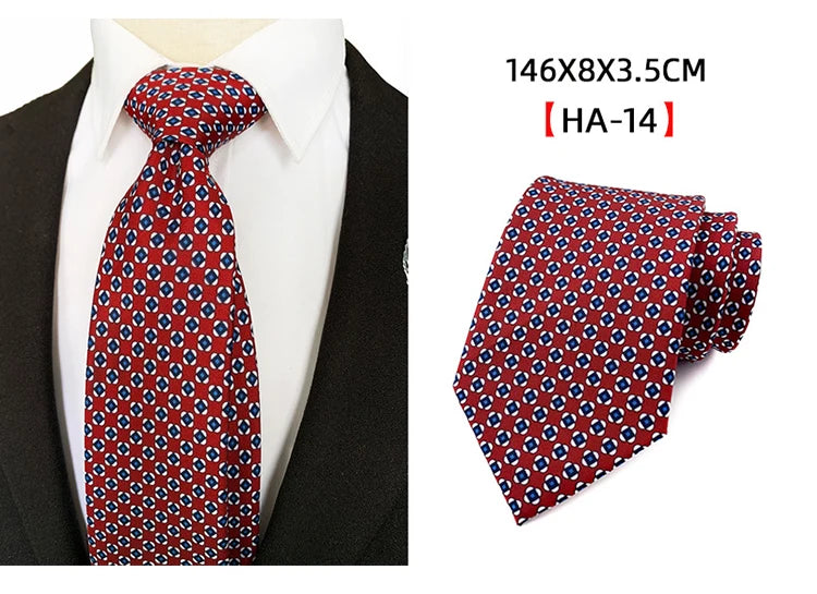 Men’s Luxury 8cm Vintage Silk Necktie Classic Designer Business, Wedding & Formal Dress Tie