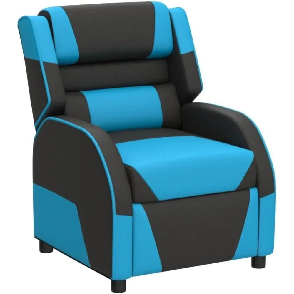 Kids Recliner, Gaming Recliner Chair with Footrest, Headrest & Lumbar Support, Ergonomic Leather Lounge Chair Toddler Furniture