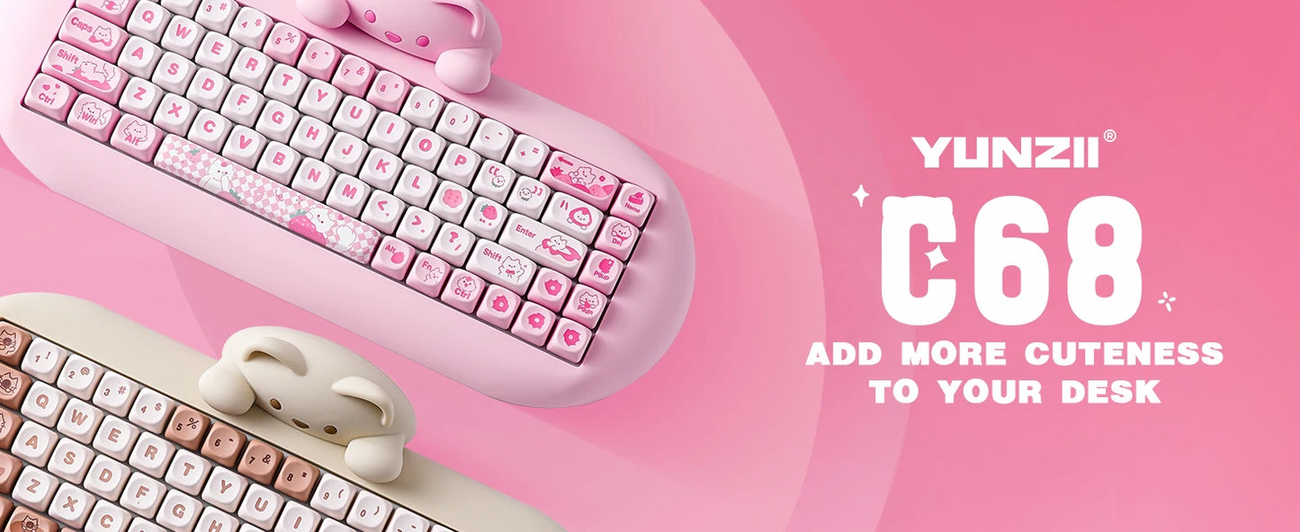 YUNZII C68 Wireless RGB Mechanical Keyboard .Cute Cat Edition