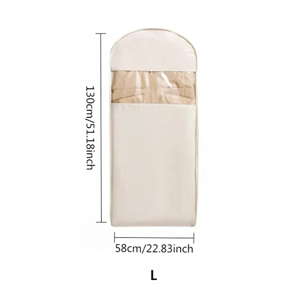 Space Saving Compressed Down Jacket Storage Bag Transparent Hanging Dust Cover With Zipper For Winter Coats Blankets Comforters