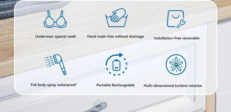 Portable Mini Washer, USB Rechargeable Cordless, 1.2L Capacity For Underwear, Socks & Baby Clothes, 3 Cleaning Modes, Quiet & Compact For Travel, Dorm, Apartment