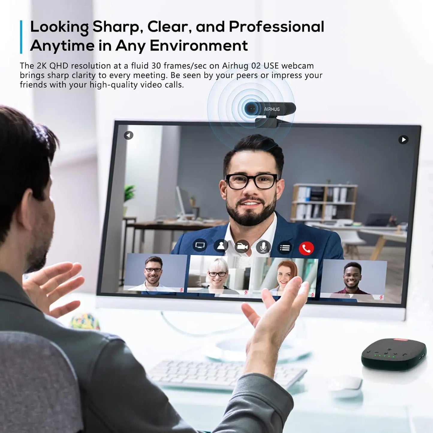 2K HD Webcam with Privacy Cover, 78° Wide Angle Lens & Built-In Microphone for Video Conferencing, Streaming & Remote Work