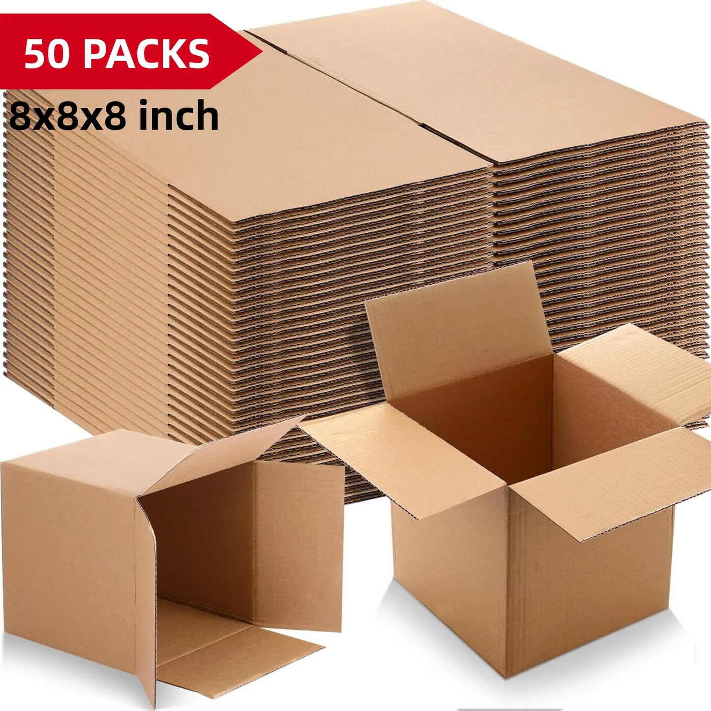 100-Pack Corrugated Paper Gift Boxes 6x6x6 in (15.2 x 15.2 x 15.2 cm). Brown Shipping & Mailing Boxes for Gifts, Packaging, Moving & Small Business
