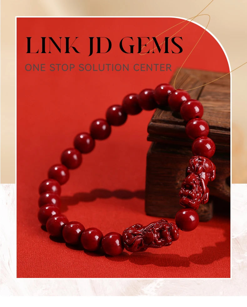 Red Cinnabar Style Beaded Bracelet for Women & Men