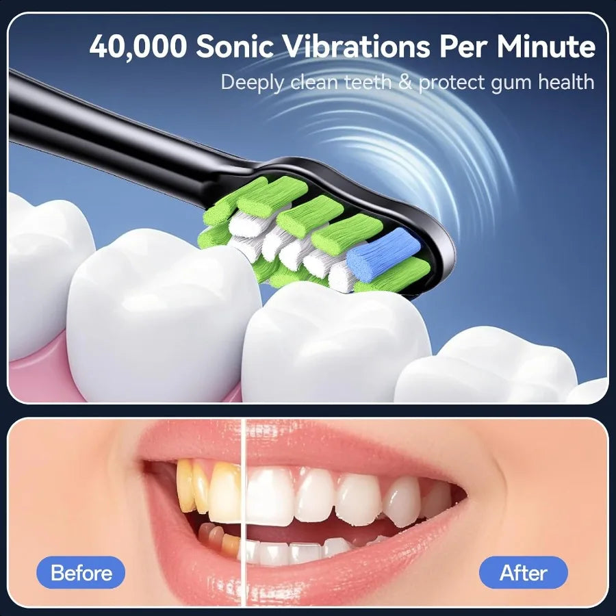 Rechargeable Sonic Toothbrush for Adults IPX7 Case Char