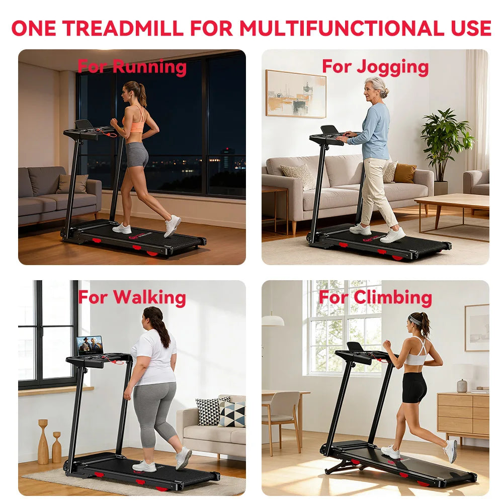 Folding Incline Treadmill. Portable Home Walking & Running Machine