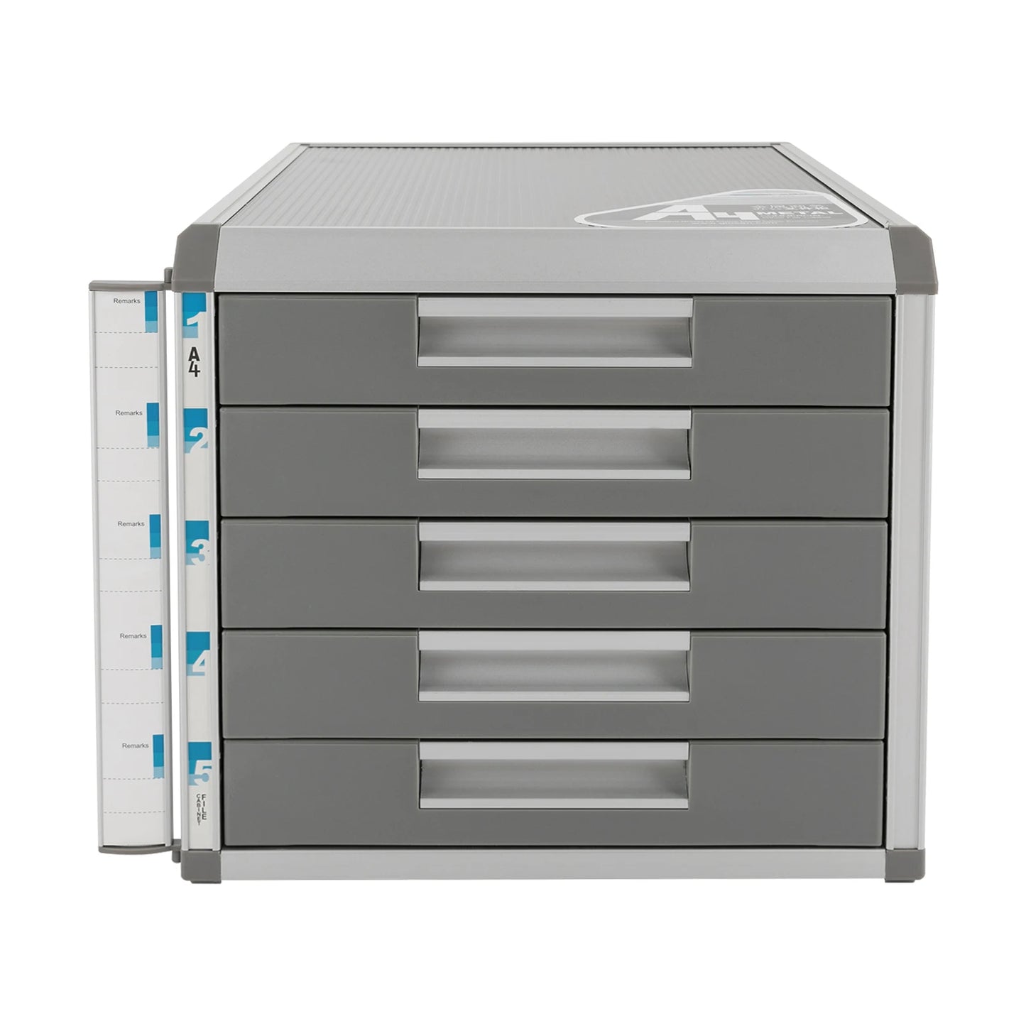 5-Drawer Locking File Organizer Cabinet with Key Lock, Aluminum Desktop Document Storage Box for Letter & A4 Files, Home Office Organizer