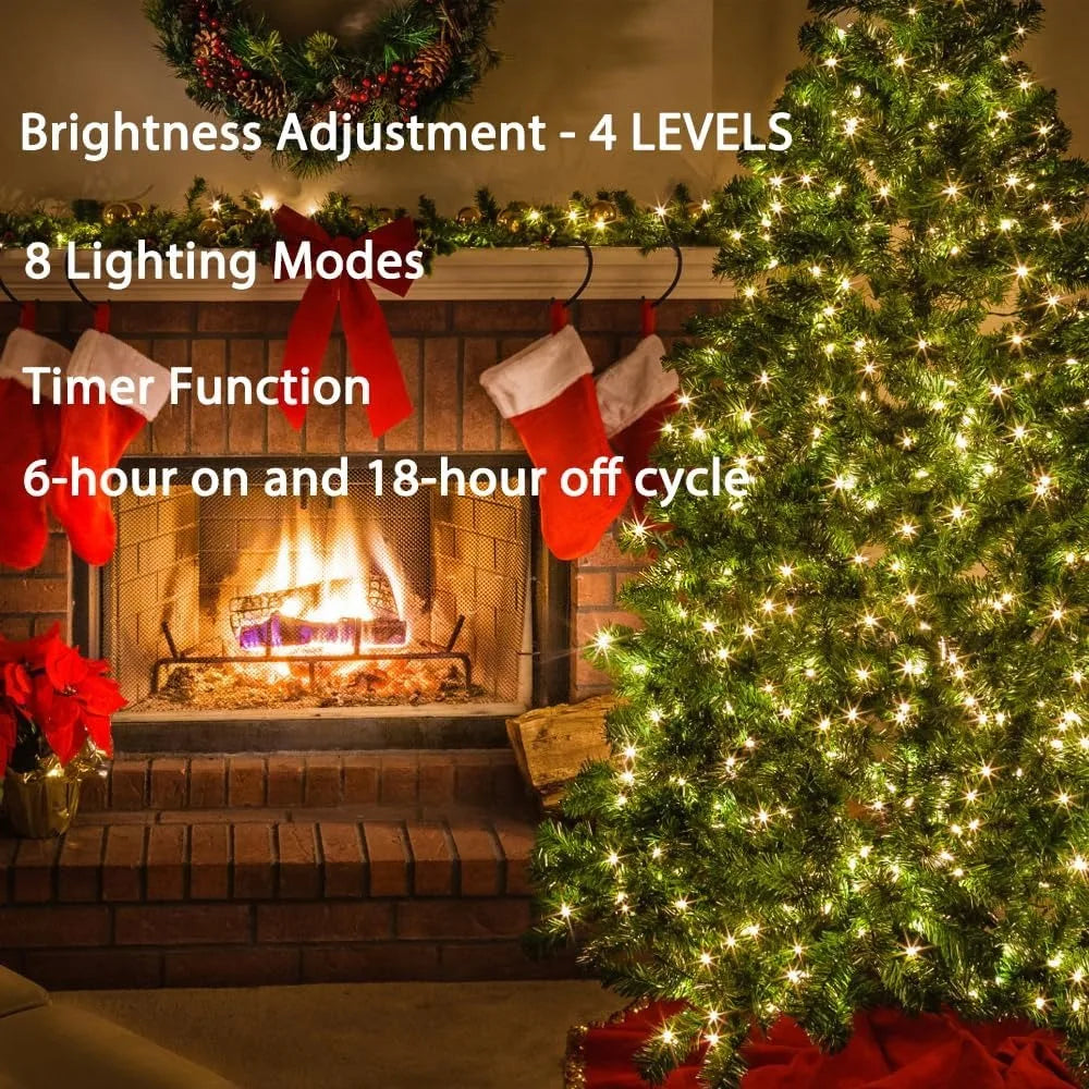 164FT Green Wire Fairy Lights Plug-in, 500 LED Dimmable Waterproof String Lights with Remote - 8 Modes Warm White for Christmas