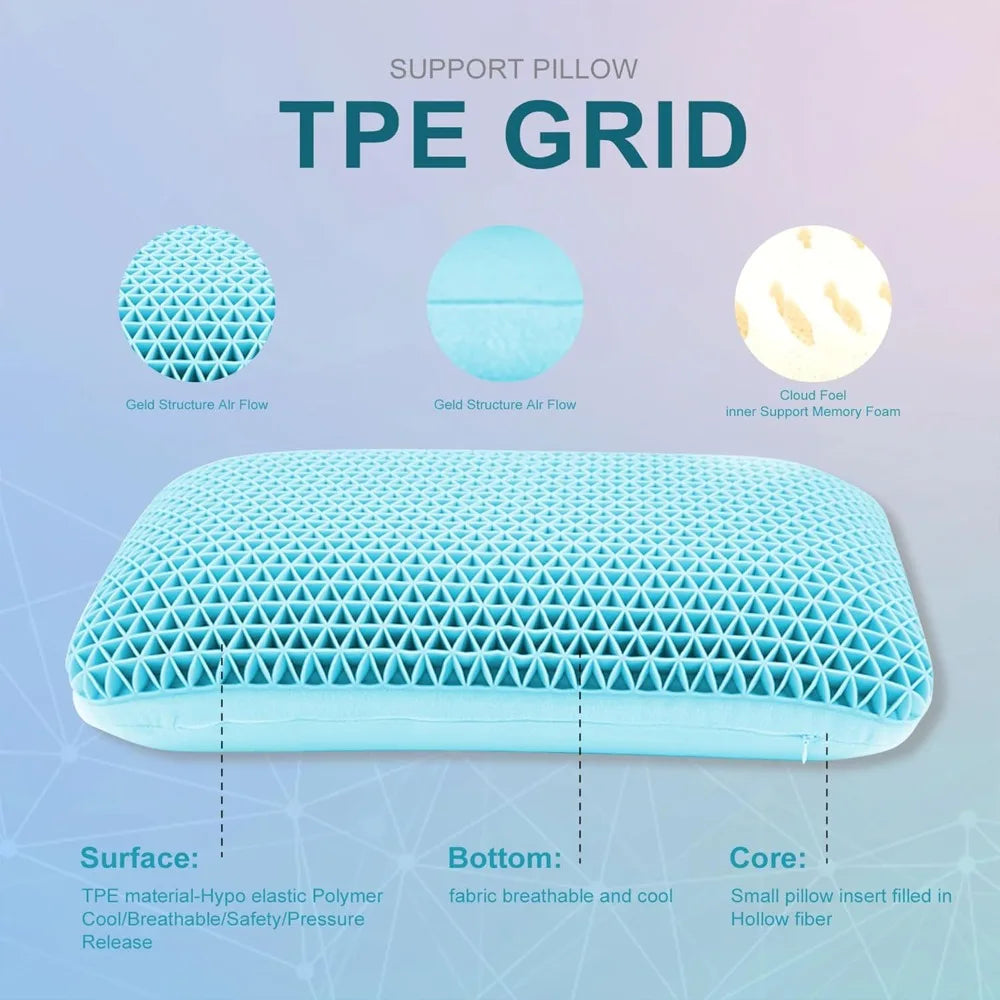 Pampkin TPE Grid Support Pillow Cooling Gel Memory Foam